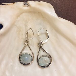 Moonstone and antique silver earrings